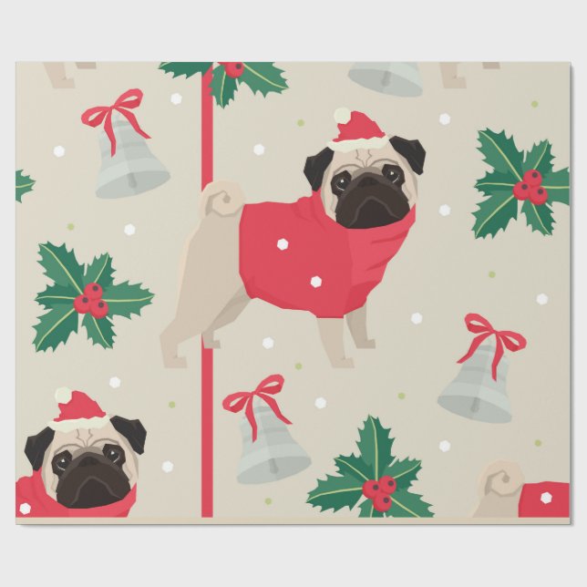 Weihnachts-Mops Geschenkpapier (Flach)