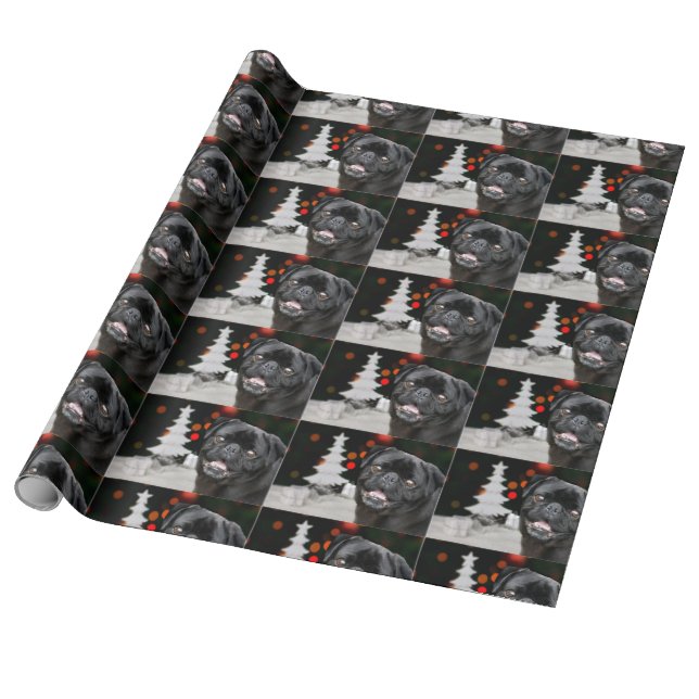 Weihnachts-Mops Geschenkpapier (Ungerollt)