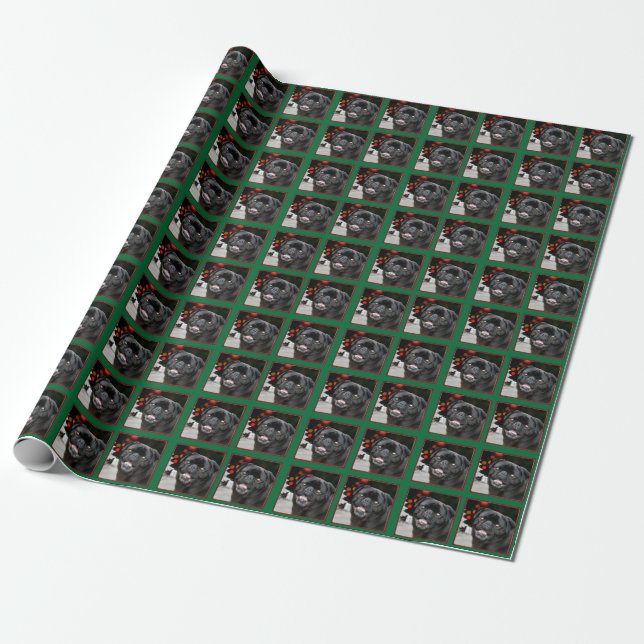 Weihnachts-Mops Geschenkpapier (Ungerollt)
