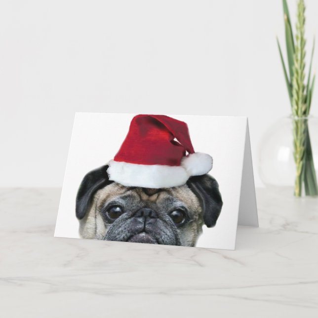 Weihnachts-Mops-Grußkarte Feiertagskarte (Vorderseite)