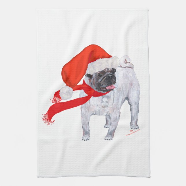 Weihnachts-Mops Handtuch (Vertikal)
