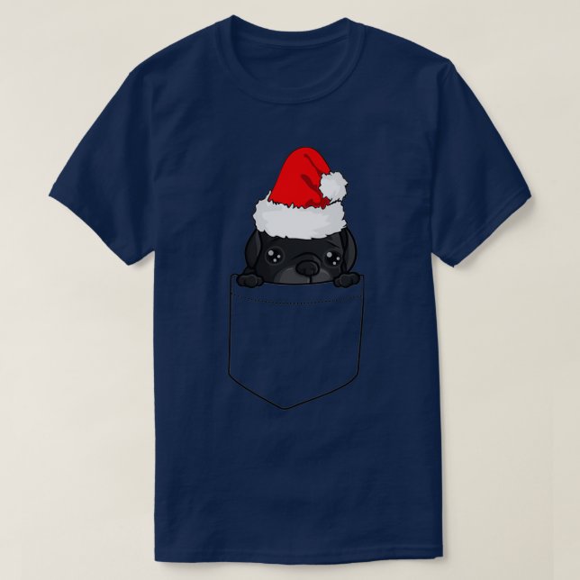 Weihnachts-Mops-Hund in der Tasche T-Shirt (Design vorne)