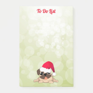 Weihnachts-Mops-Hund Post-it®-Anmerkungen 4 x 6 Post-it Klebezettel