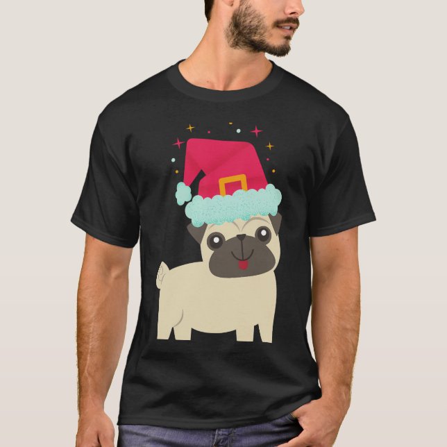 Weihnachts-Mops-Hund T-Shirt (Vorderseite)