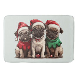 Weihnachts-Mops-Hunde Badematte