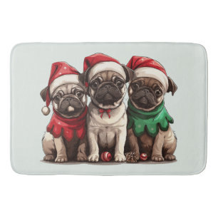 Weihnachts-Mops-Hunde Badematte