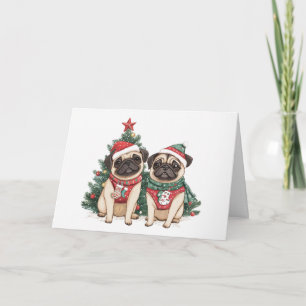 Weihnachts-Mops-Hunde Feiertagskarte