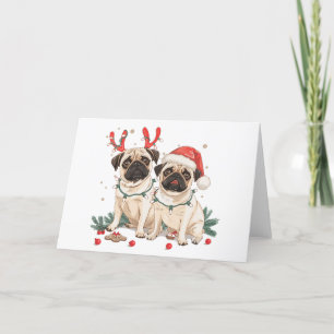 Weihnachts-Mops-Hunde Feiertagskarte