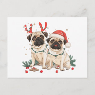 Weihnachts-Mops-Hunde Feiertagspostkarte