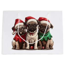 Weihnachts-Mops-Hunde Große Geschenktüte
