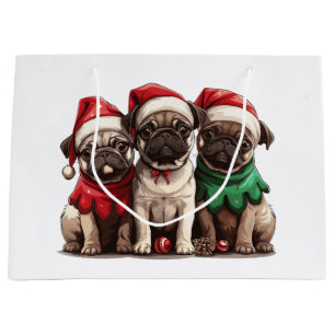 Weihnachts-Mops-Hunde Große Geschenktüte