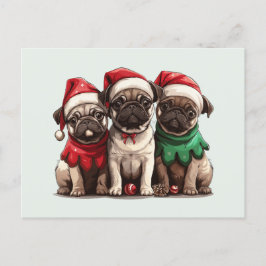 Weihnachts-Mops-Hunde Postkarte