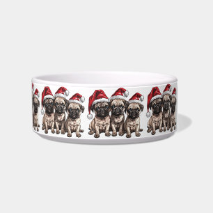 Weihnachts-Mops Hunde Santa Napf