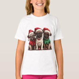 Weihnachts-Mops-Hunde T-Shirt