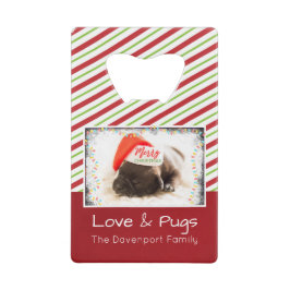 Weihnachts-Mops in Weihnachtsmannmütze mit Weihnac Geldbeutel Flaschenöffner