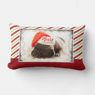 Weihnachts-Mops in Weihnachtsmannmütze mit Weihnac Lendenkissen