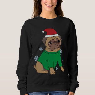 Weihnachts-Mops Jumper Festlicher Illustrierter Mo Sweatshirt