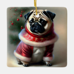 Weihnachts-Mops Keramikornament