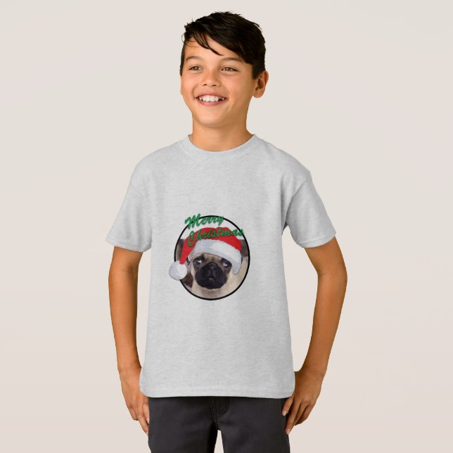 Weihnachts-Mops - Kids' Basic T - Shirt (Vorne ganz)