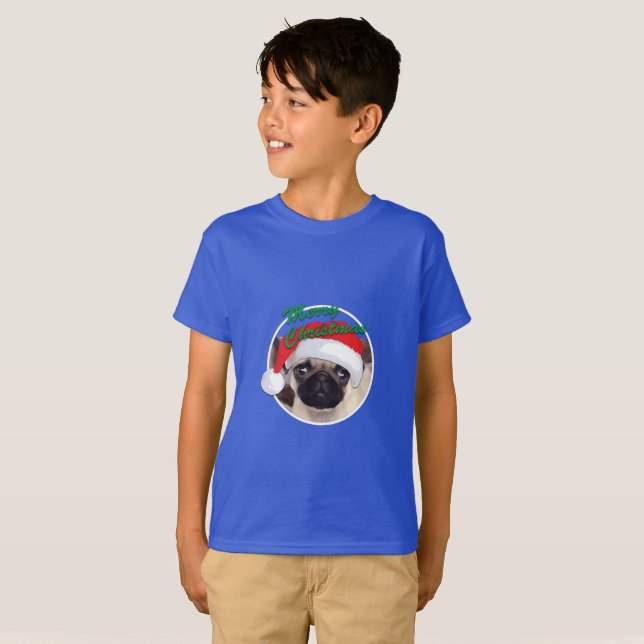 Weihnachts-Mops - Kids' Basic T - Shirt (Vorne ganz)