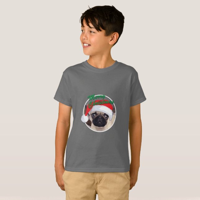 Weihnachts-Mops - Kids' Basic T - Shirt (Vorne ganz)