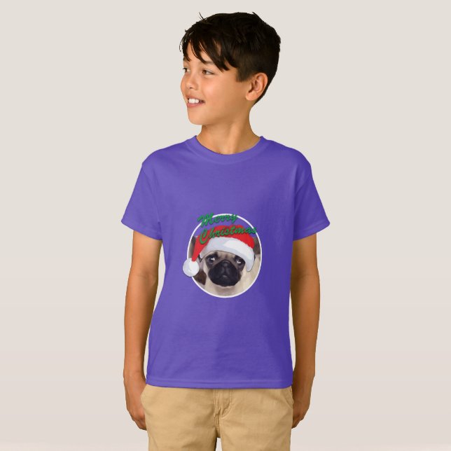 Weihnachts-Mops - Kids' Basic T - Shirt (Vorne ganz)