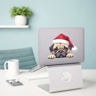 Weihnachts-Mops Kiss Cut Sticker