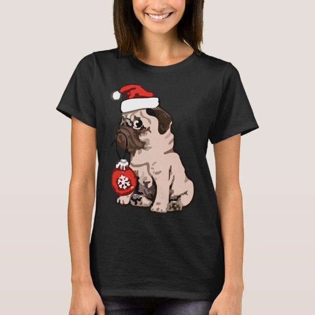 Weihnachts-Mops Klassischer T - Shirt 168 (Vorderseite)