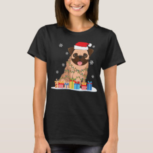 Weihnachts-Mops mit Weihnachtsbaumleuchten & Weihn T-Shirt