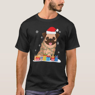 Weihnachts-Mops mit Weihnachtsbaumleuchten & Weihn T-Shirt