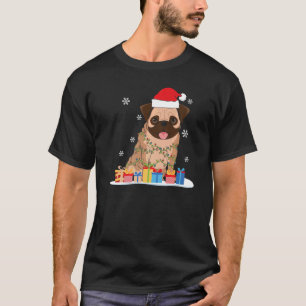 Weihnachts-Mops mit Weihnachtsbaumleuchten & Weihn T-Shirt