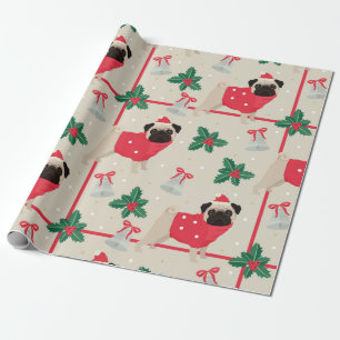Weihnachts-Mops-Muster Geschenkpapier
