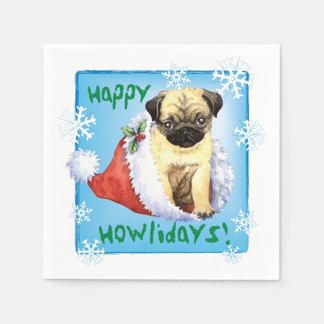 Weihnachts-Mops Napkins Serviette (Vorderseite)