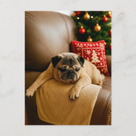 Weihnachts-Mops-Postkarte Gemütlicher Feiertagsabe Postkarte