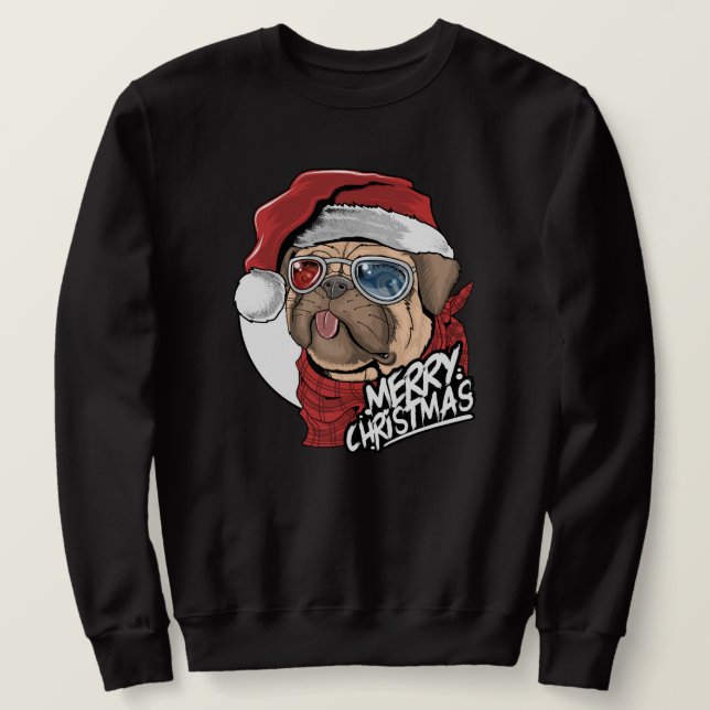 Weihnachts-Mops Sweatshirt (Design vorne)