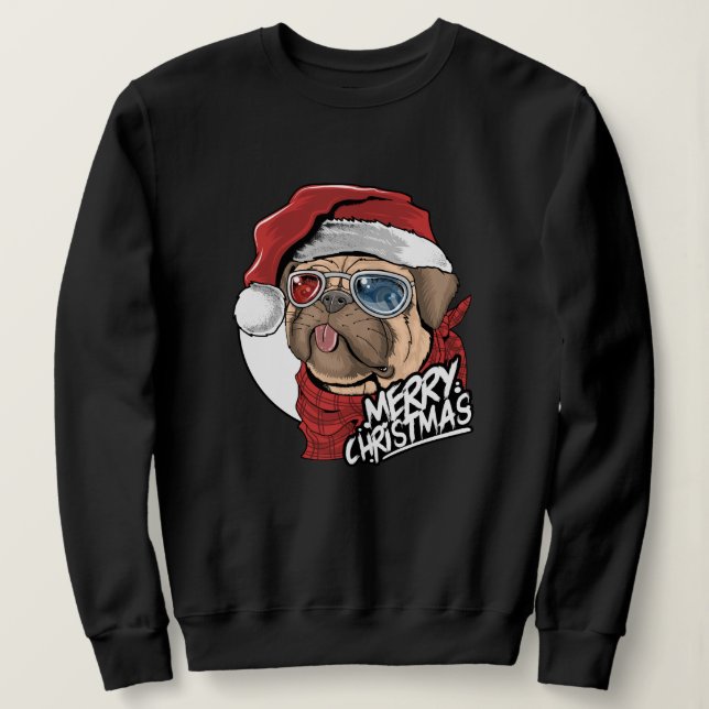 Weihnachts-Mops Sweatshirt (Design vorne)