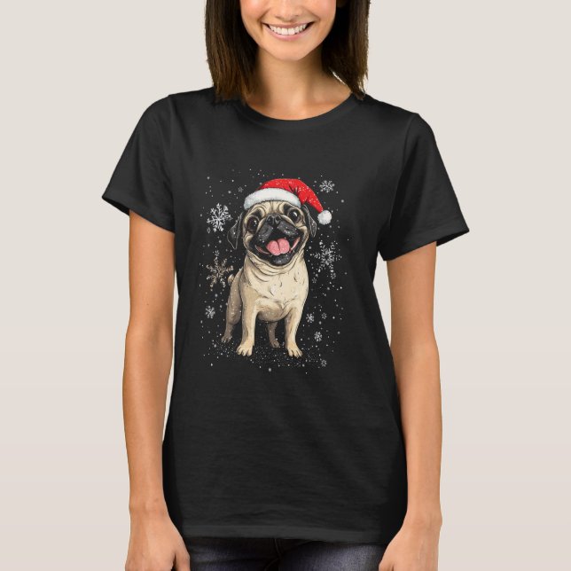Weihnachts-Mops T-Shirt (Vorderseite)