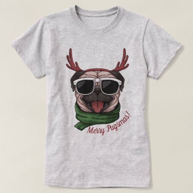 Weihnachts-Mops T-Shirt (Design vorne)