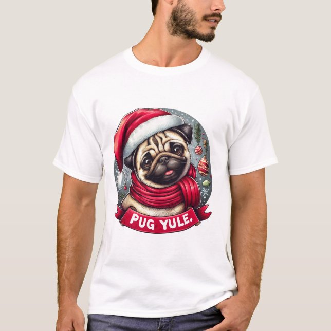 Weihnachts-Mops T-Shirt (Vorderseite)