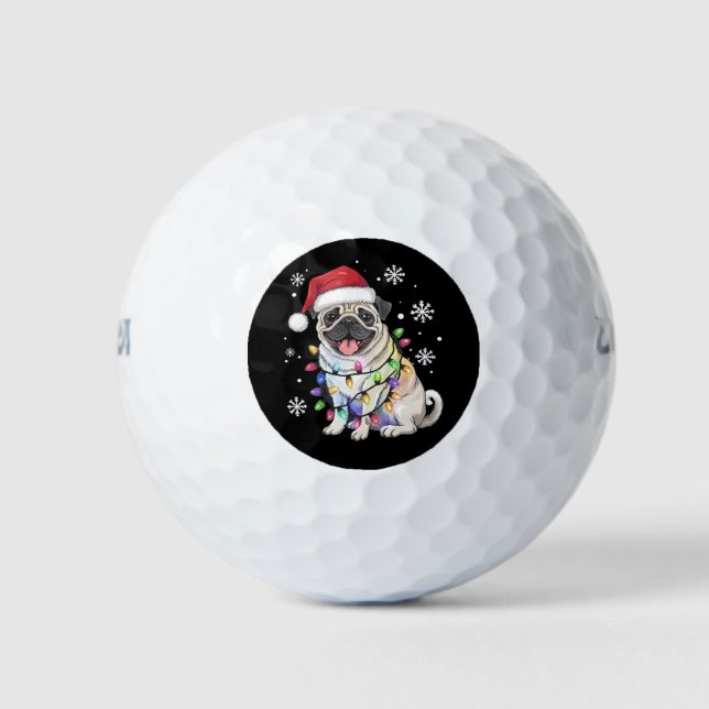 Weihnachts-Mops Weihnachten Weihnachten Weihnachte Golfball (Vorderseite)