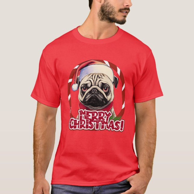 Weihnachts-Mops: Weihnachts-Depressionsfreund T-Shirt (Vorderseite)