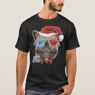 Weihnachts-Mops Welpe Dog Santa Claus niedliches G T-Shirt