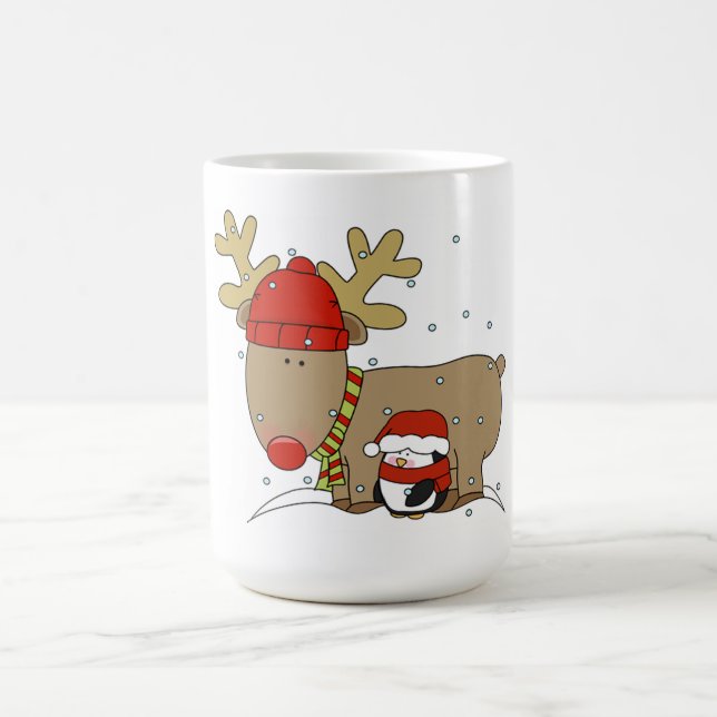 Weihnachts-Morphing-Tasse/Rentier und Pinguin Verwandlungstasse (Zentrum)