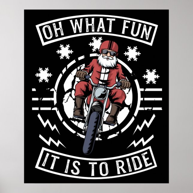 Weihnachts-Motorrad Santa Claus Biker Vater Bike Poster (Vorne)