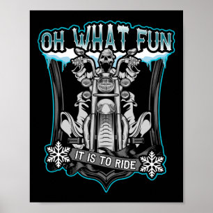 Weihnachts-Motorrad-Totenkopf-Weihnachtsmann Oh Wa Poster