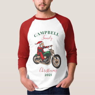 Weihnachts-Motorradfahrerfamilie Matching Personal T-Shirt