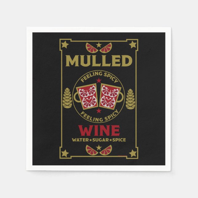 Weihnachts-Mulled Roter Wein Serviette (Vorderseite)