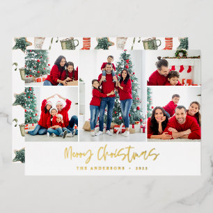 Weihnachts-Multi-Foto-Script modern rot und grün Folien Feiertagskarte