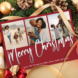 Weihnachts-Multi-Foto Winter Grüne Holly Feiertagskarte