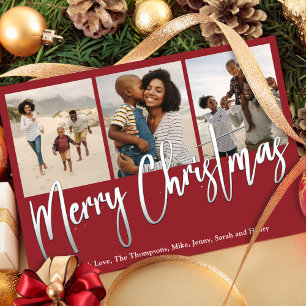 Weihnachts-Multi-Foto Winter Grüne Holly Feiertagskarte
